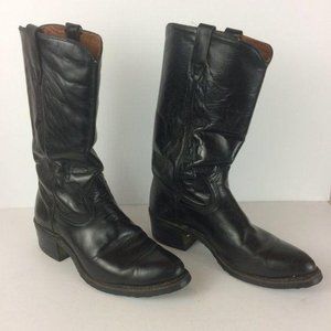 Hypalon Men's Size 9D Black Leather Western Cowboy Boots Oil Resistant